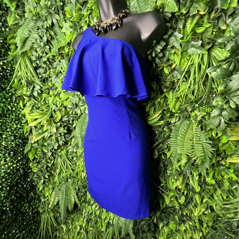 Dear Moon Dress Women Size 3 Blue Formal Mini Pencil One Shoulder Party 0656